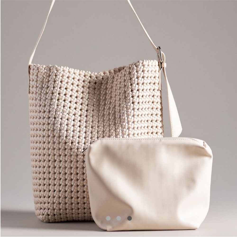 ANTHROPOLOGIE Woven Knot Bag: Faux Leather Cream - Picture 3 of 8